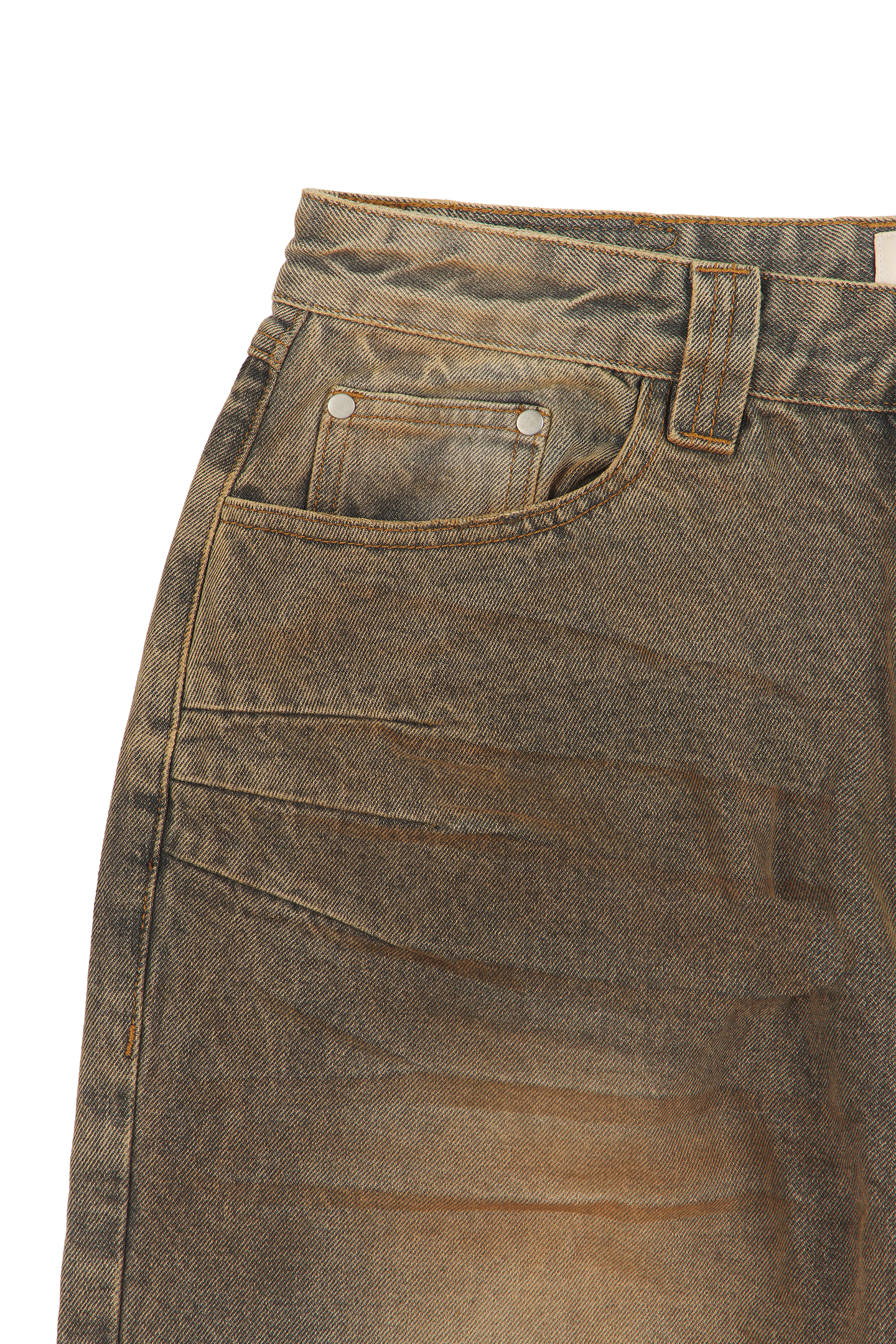 Rust Brown Patched Denim Jeans