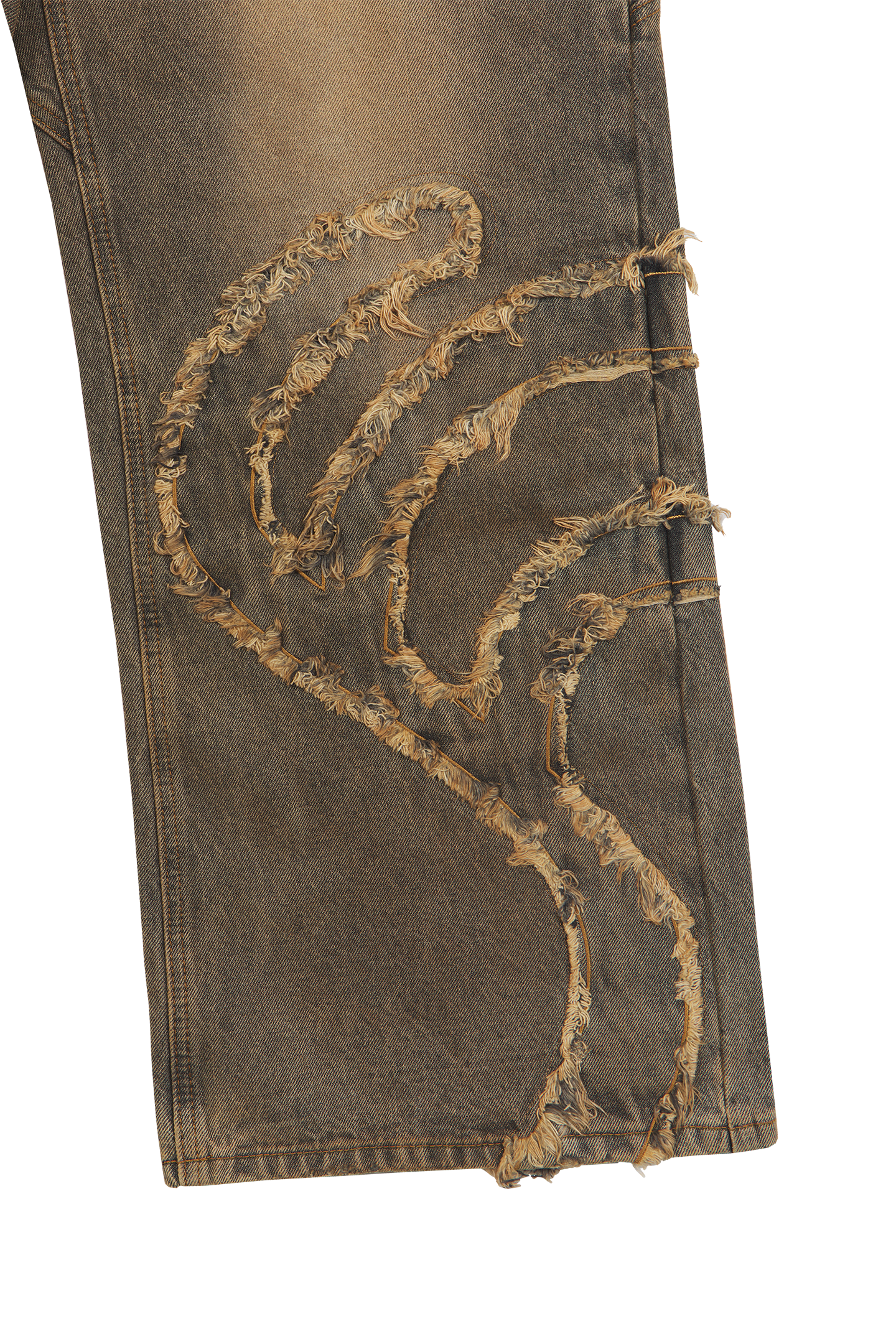 Rust Brown Patched Denim Jeans