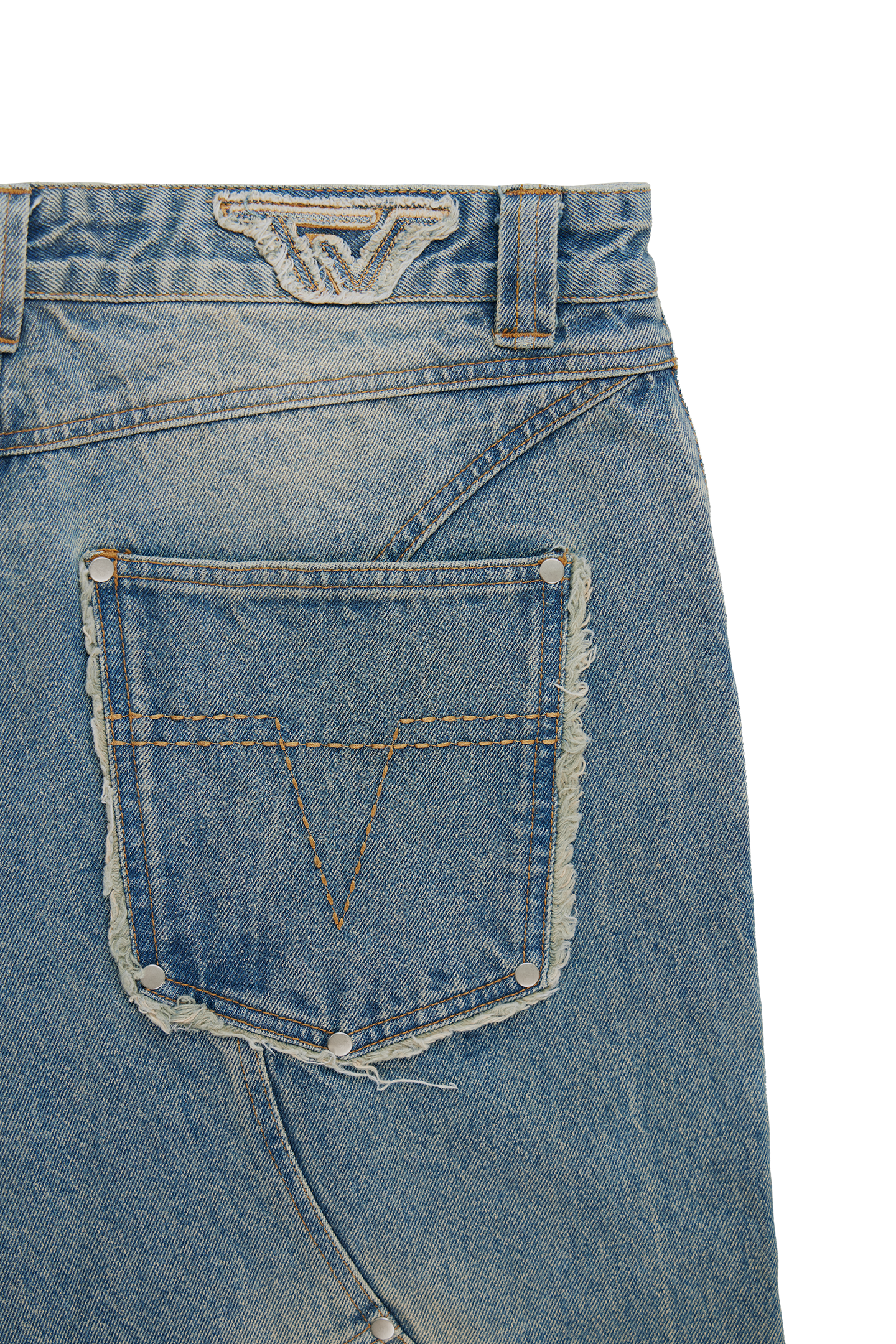 After Life Blue Patched Jorts