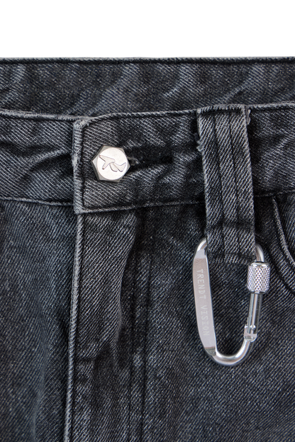 After Life Black Patched Jorts