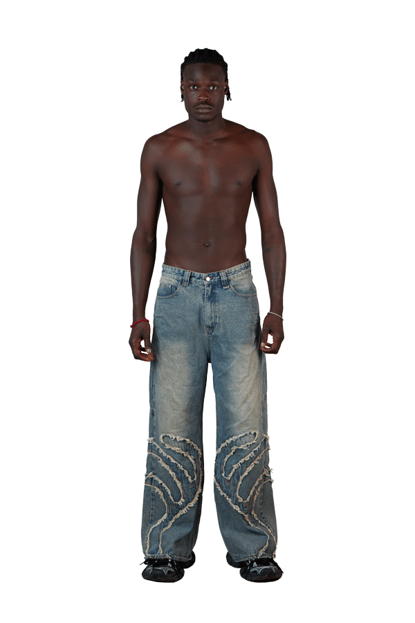 After Life Blue Patched Denim Jeans