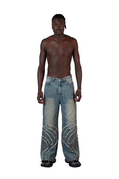 After Life Blue Patched Denim Jeans