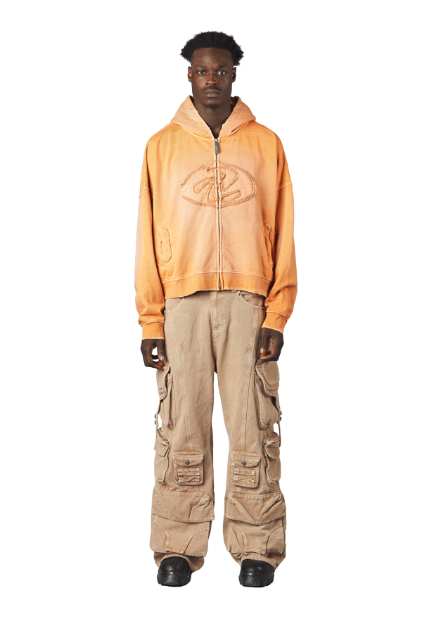 Orange Patched Logo Zip Hoodie
