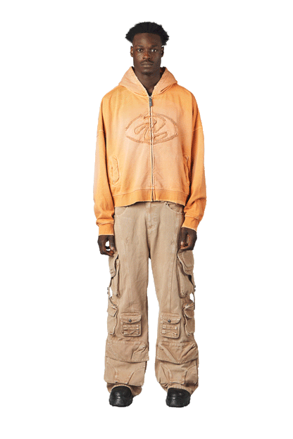 Orange Patched Logo Zip Hoodie