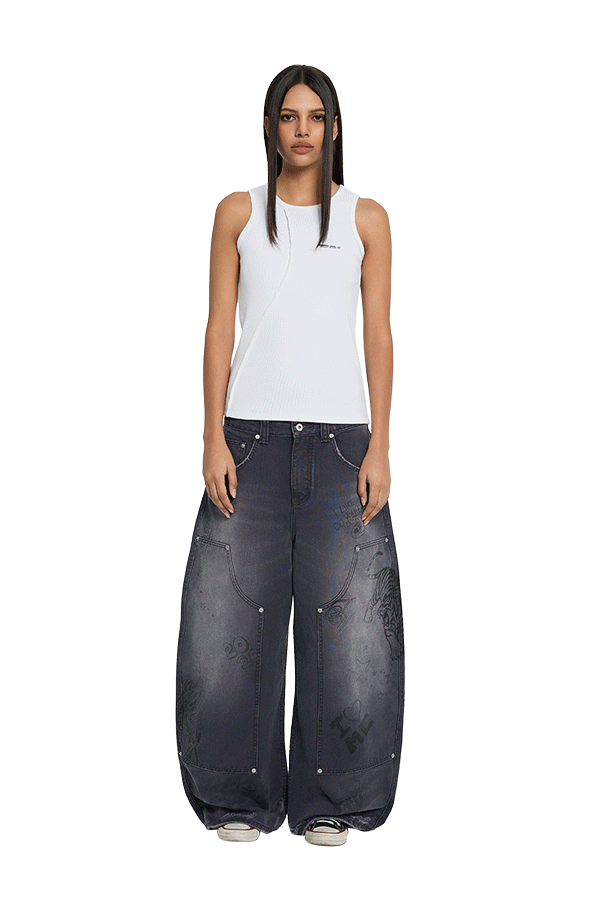 Scribbled Double Knee Pants – Trendt Vision