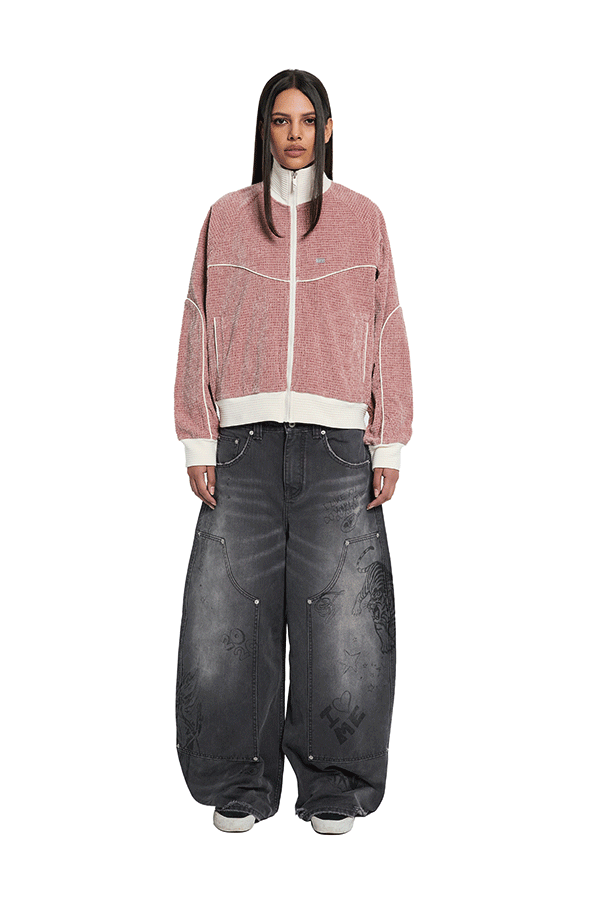 ジャケット・アウター trend vision Velour Track Jacket Pink Velour Track Jacket Pink – Trendt Vision