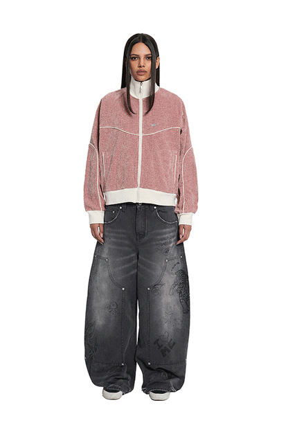 Velour Track Jacket Pink