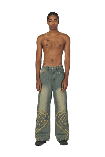 Blue Patched Denim Jeans