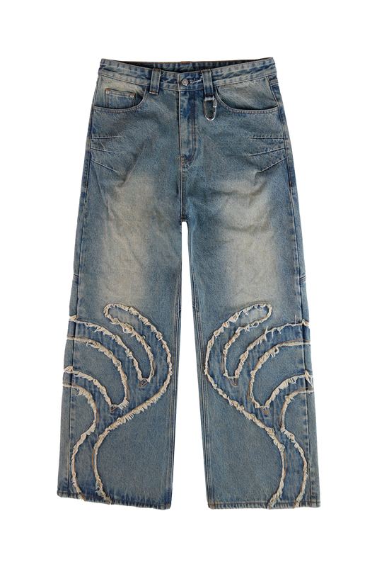 After Life Blue Patched Denim Jeans