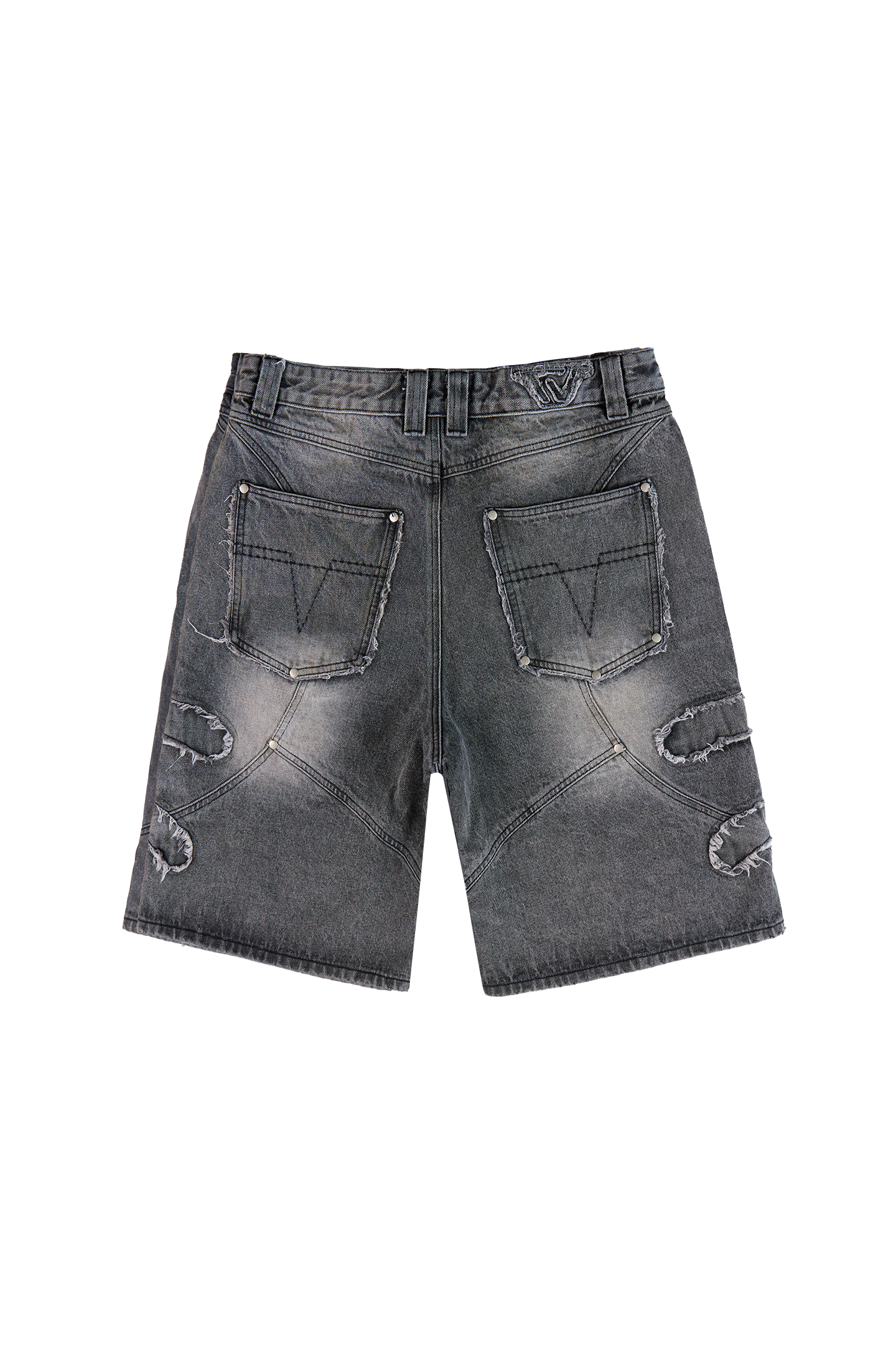 After Life Black Patched Jorts
