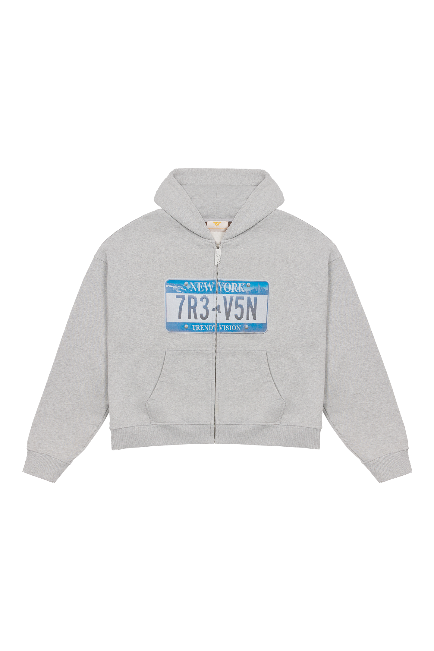 License Plate Zip Hoodie Grey Melange