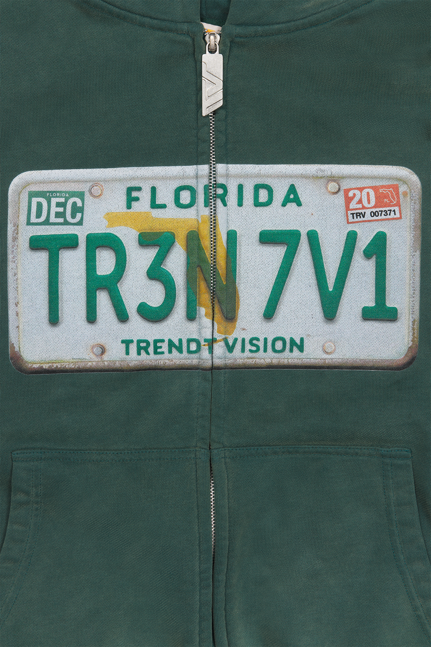 License Plate Zip Hoodie Forest Green