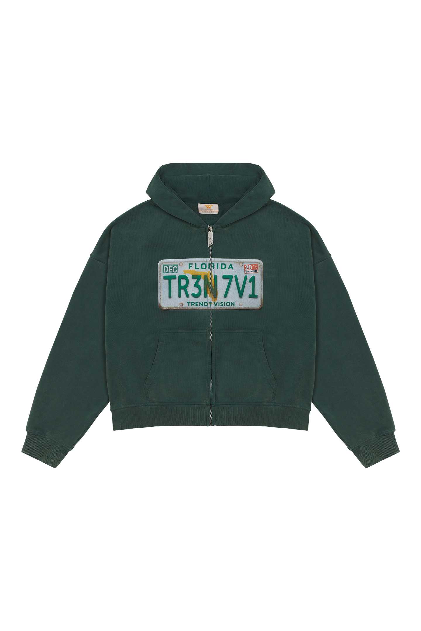 License Plate Zip Hoodie Forest Green