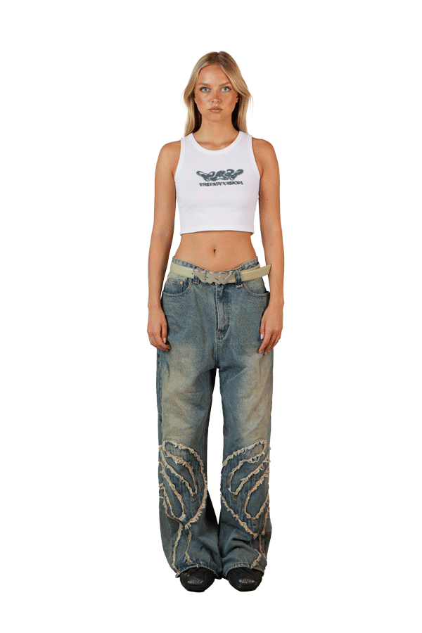 After Life Blue Patched Denim Jeans