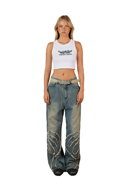 After Life Blue Patched Denim Jeans