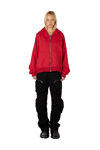 Red Logo Zip Hoodie