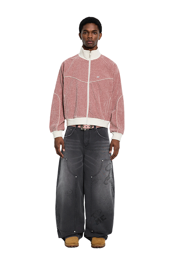 Velour Track Jacket Pink – Trendt Vision