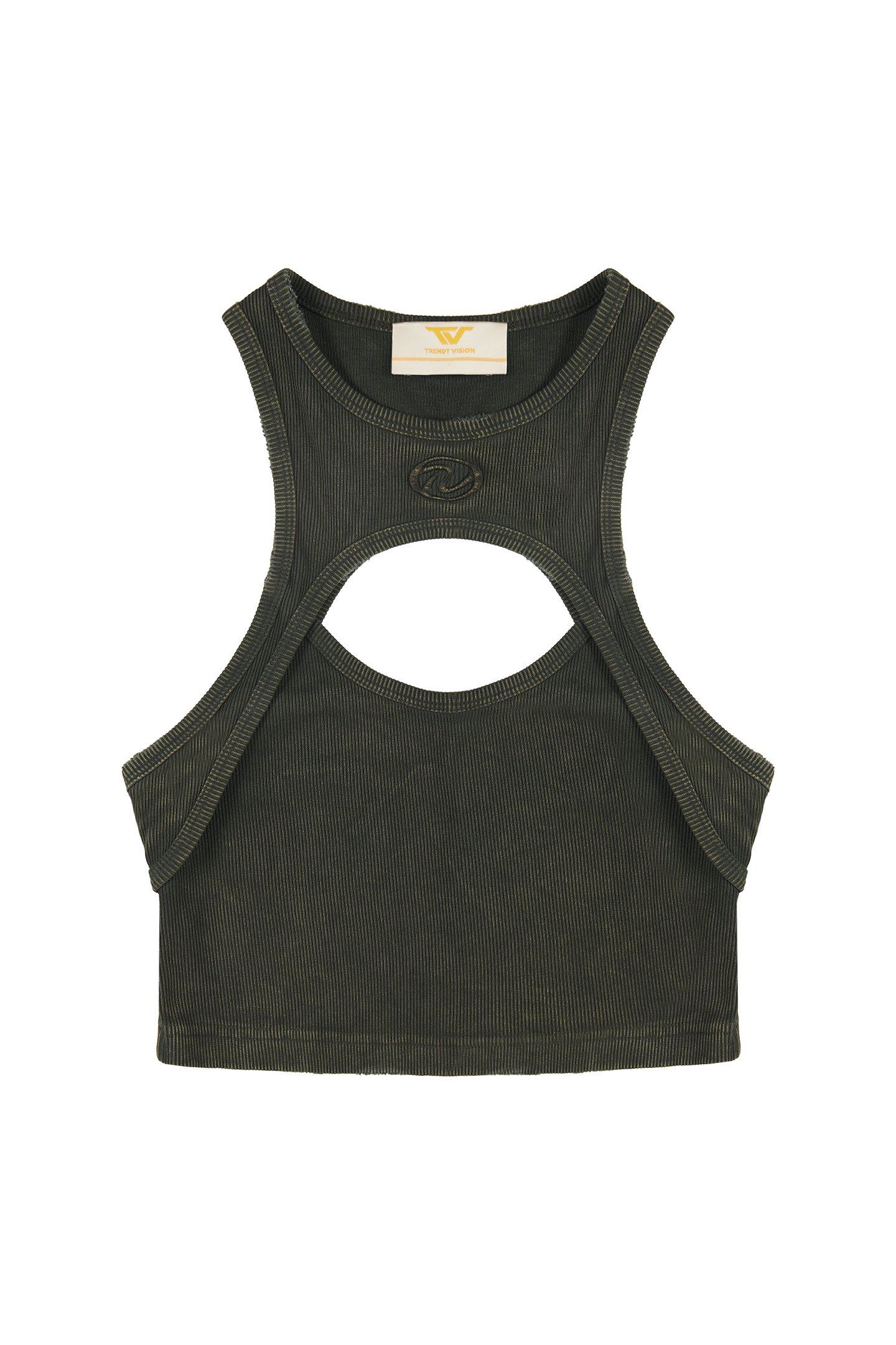 Olive "Echoes" Crop Top