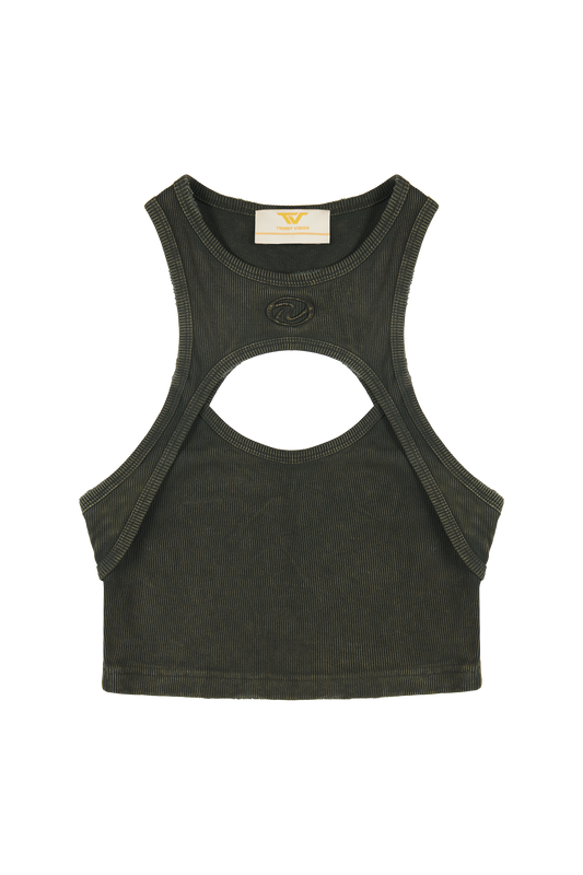 Olive "Echoes" Crop Top