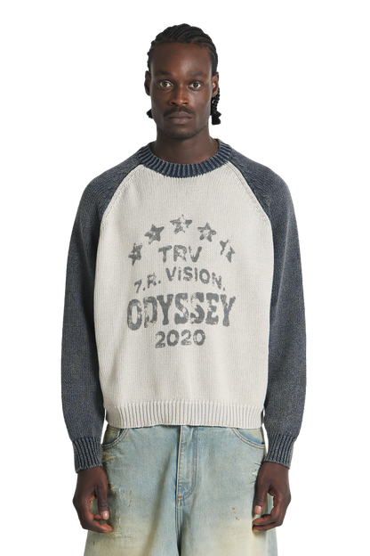 Raglan Knit Sweater Blue Grey