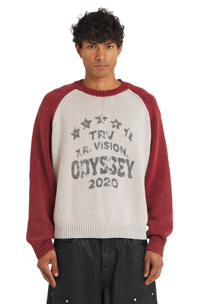 Raglan Knit Sweater Red