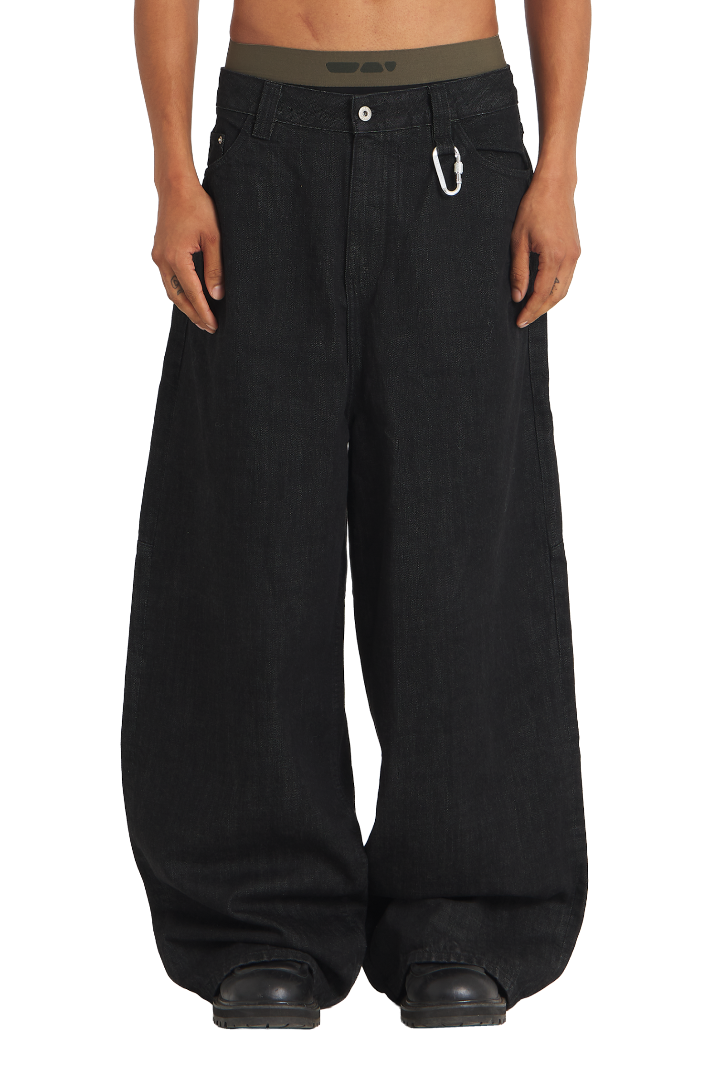 Trendt Vision Raw Baggy Denim Jeans Black