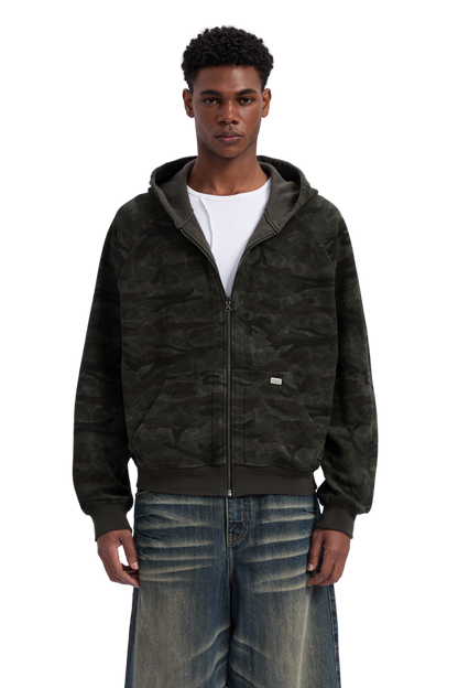 Reversible Camo Zip-Hoodie Stone