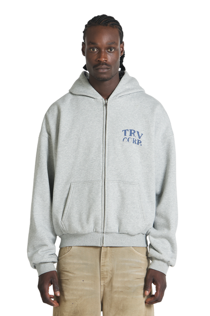 Reversible Flannel Zip-Hoodie Grey Blue