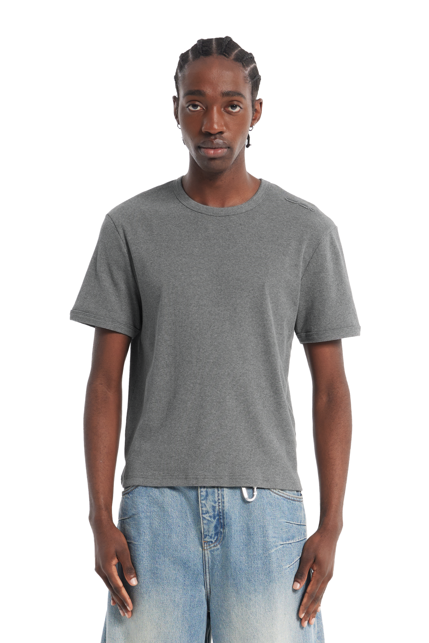 Ribbed Slim Tee Anthracite