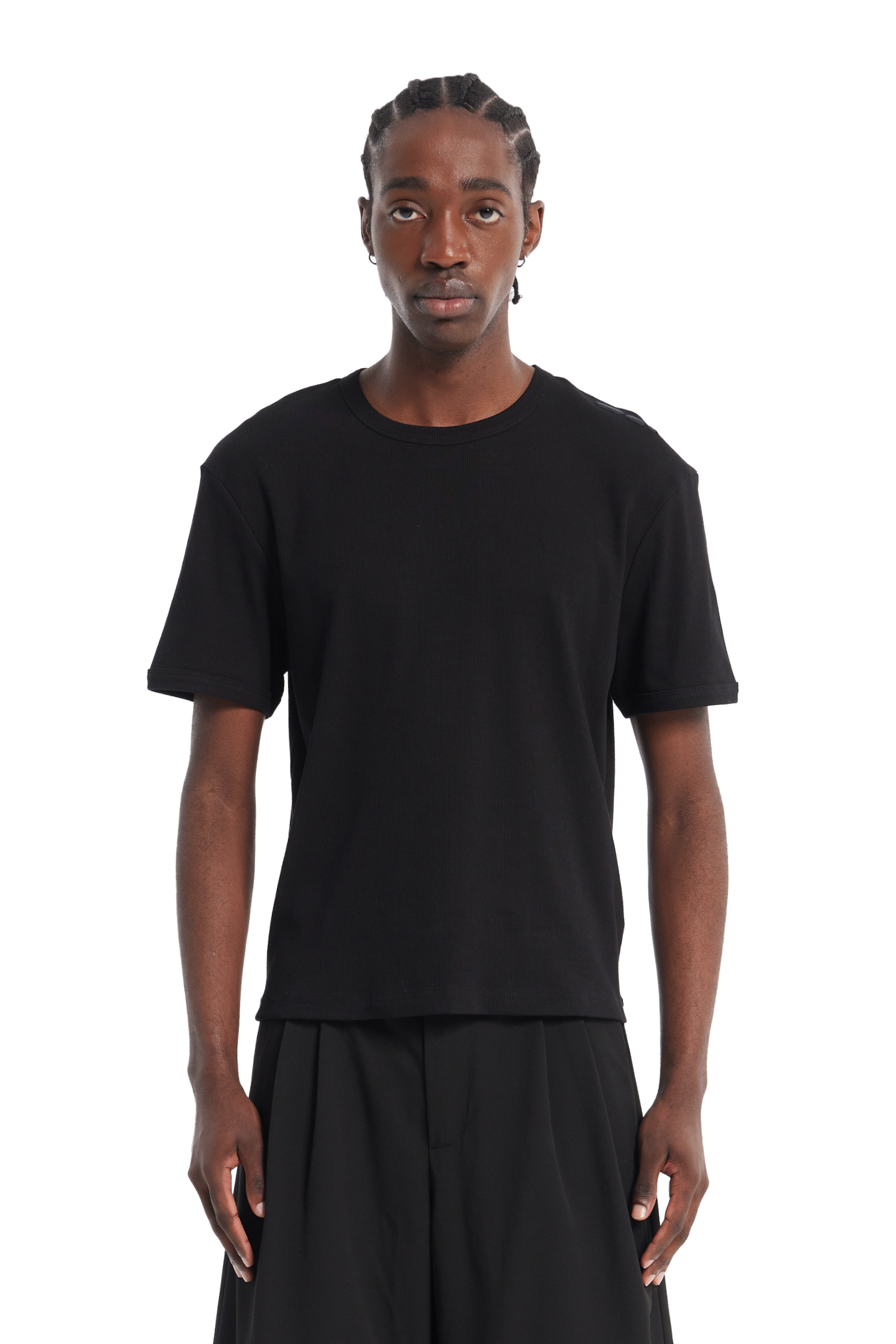 Ribbed Slim Tee Black