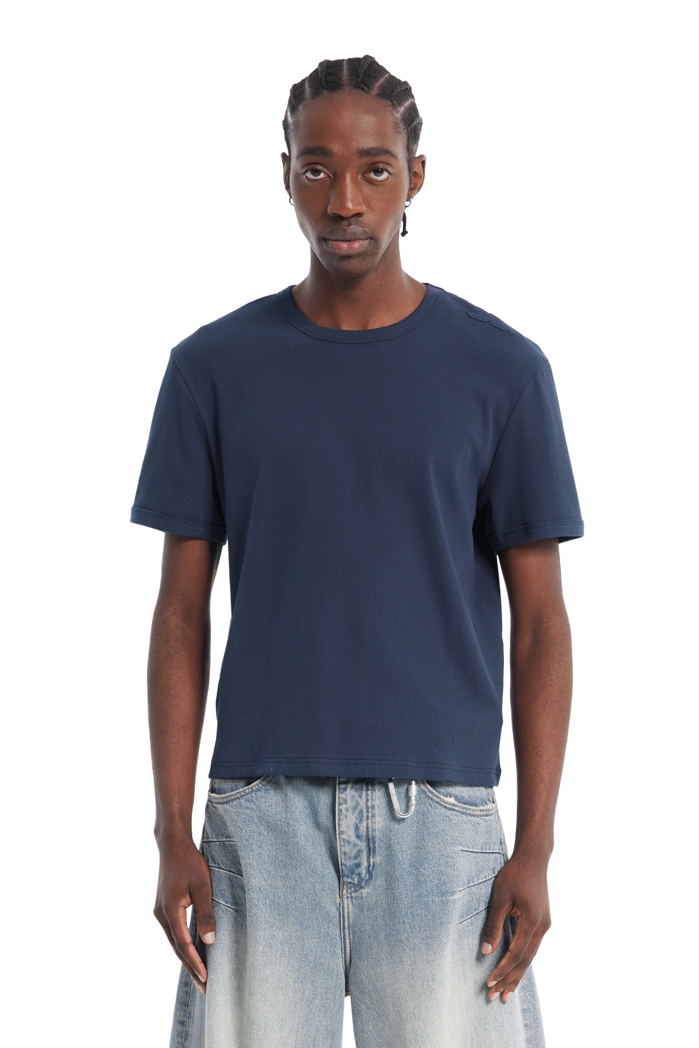 Ribbed Slim Tee Navy