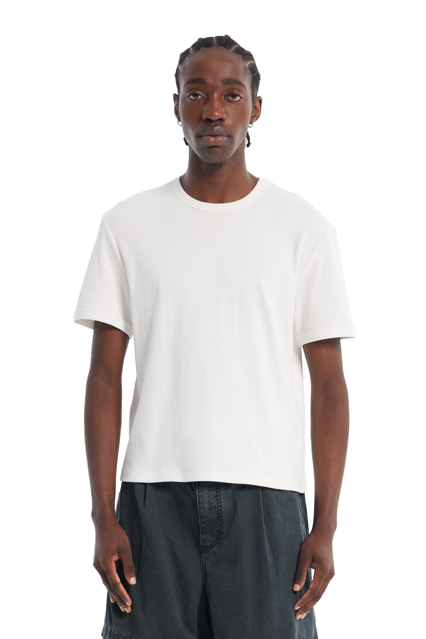 Ribbed Slim Tee White