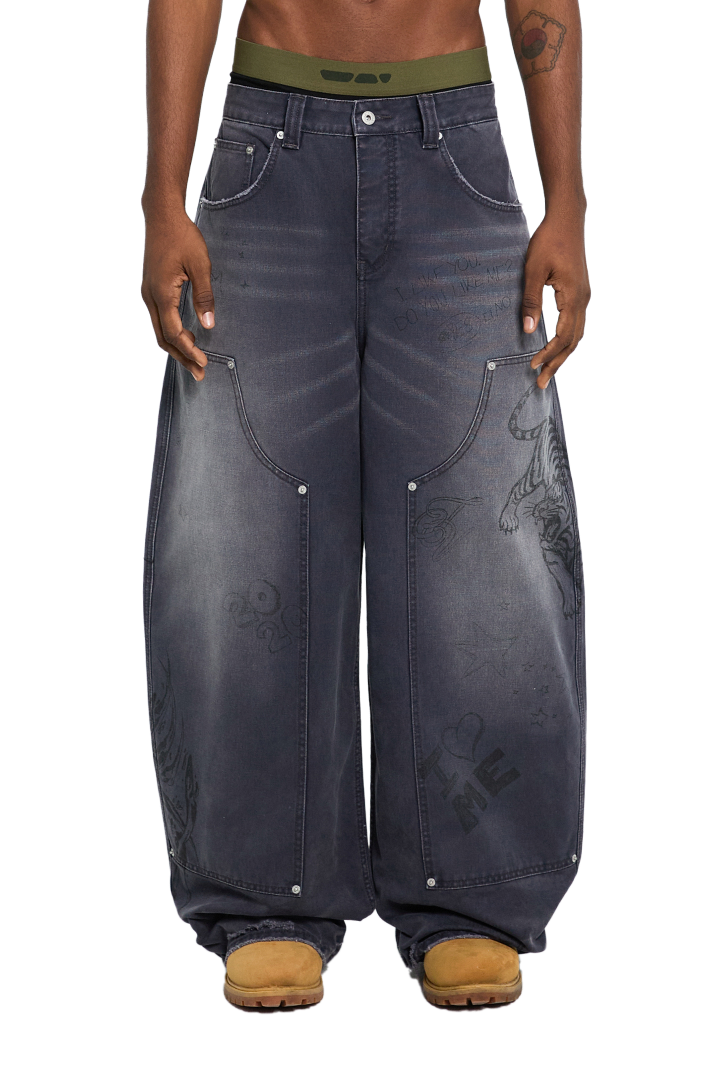 パンツ Trendt vision Scribbled DoubleKnee Pants Scribbled Double Knee Pants – Trendt Vision