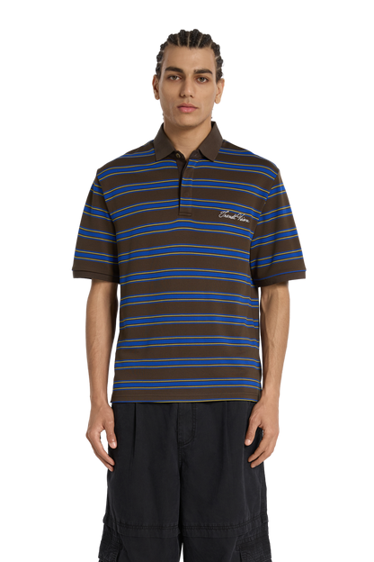 Striped Polo Shirt Mocha Blue