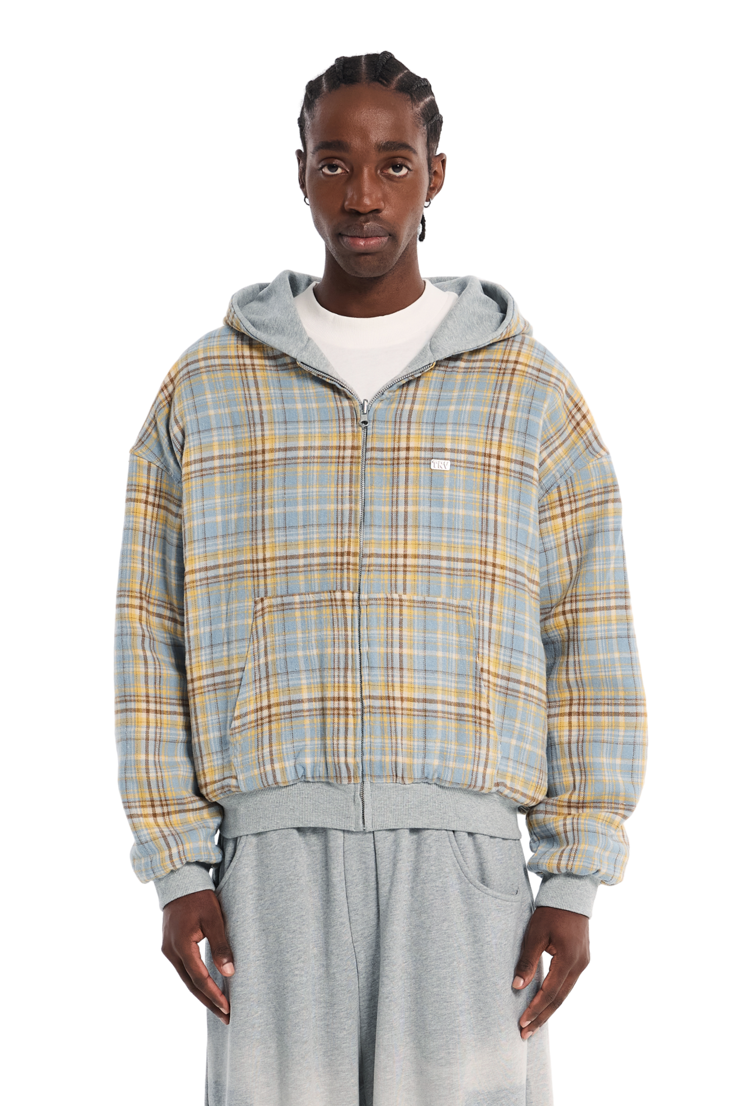 Reversible Flannel Zip-Hoodie Yellow