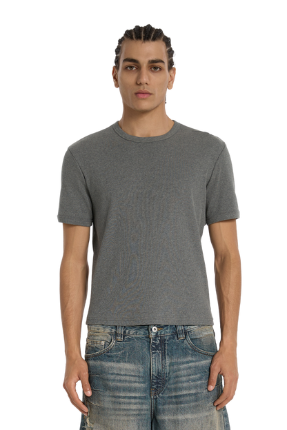 Ribbed Slim Tee Anthracite