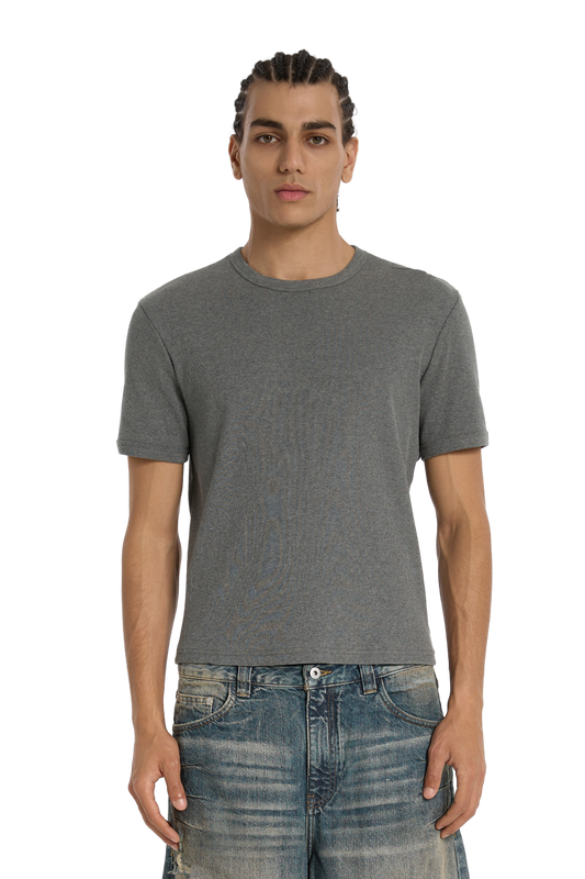 Ribbed Slim Tee Anthracite