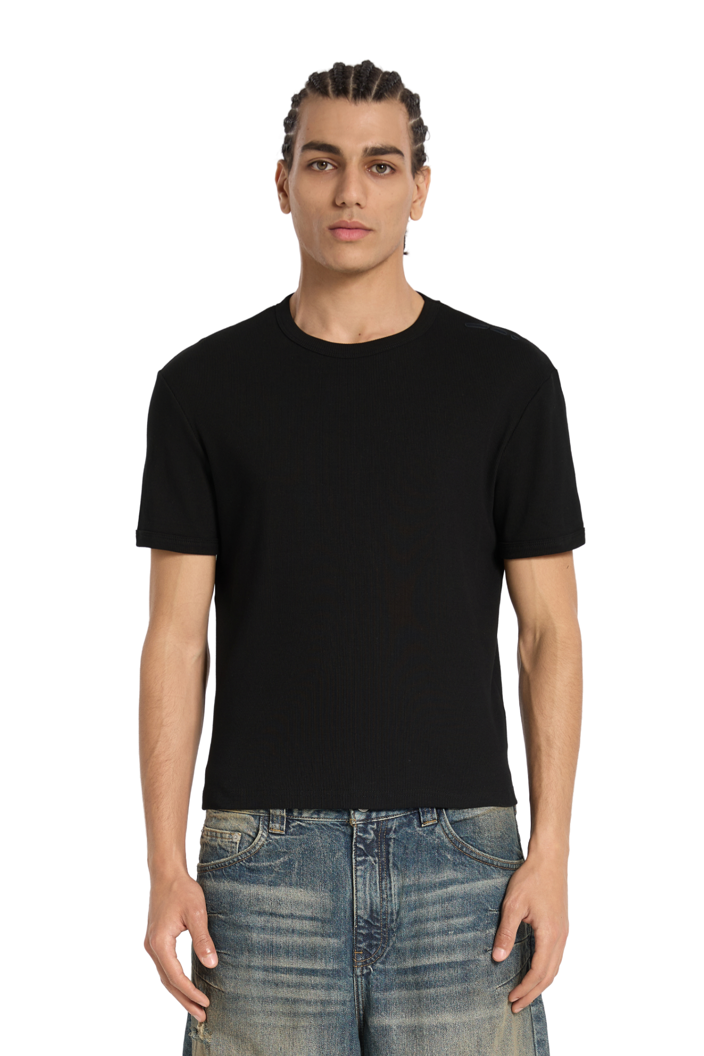 Ribbed Slim Tee Black