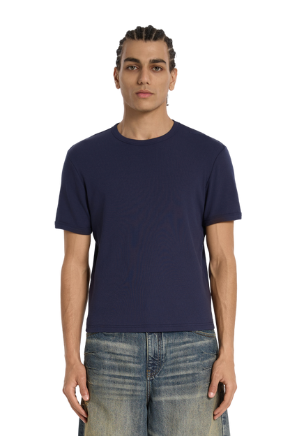 Ribbed Slim Tee Navy