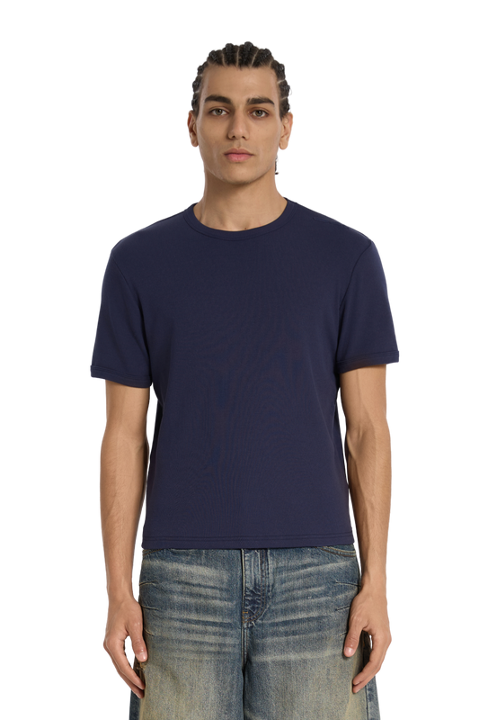 Ribbed Slim Tee Navy
