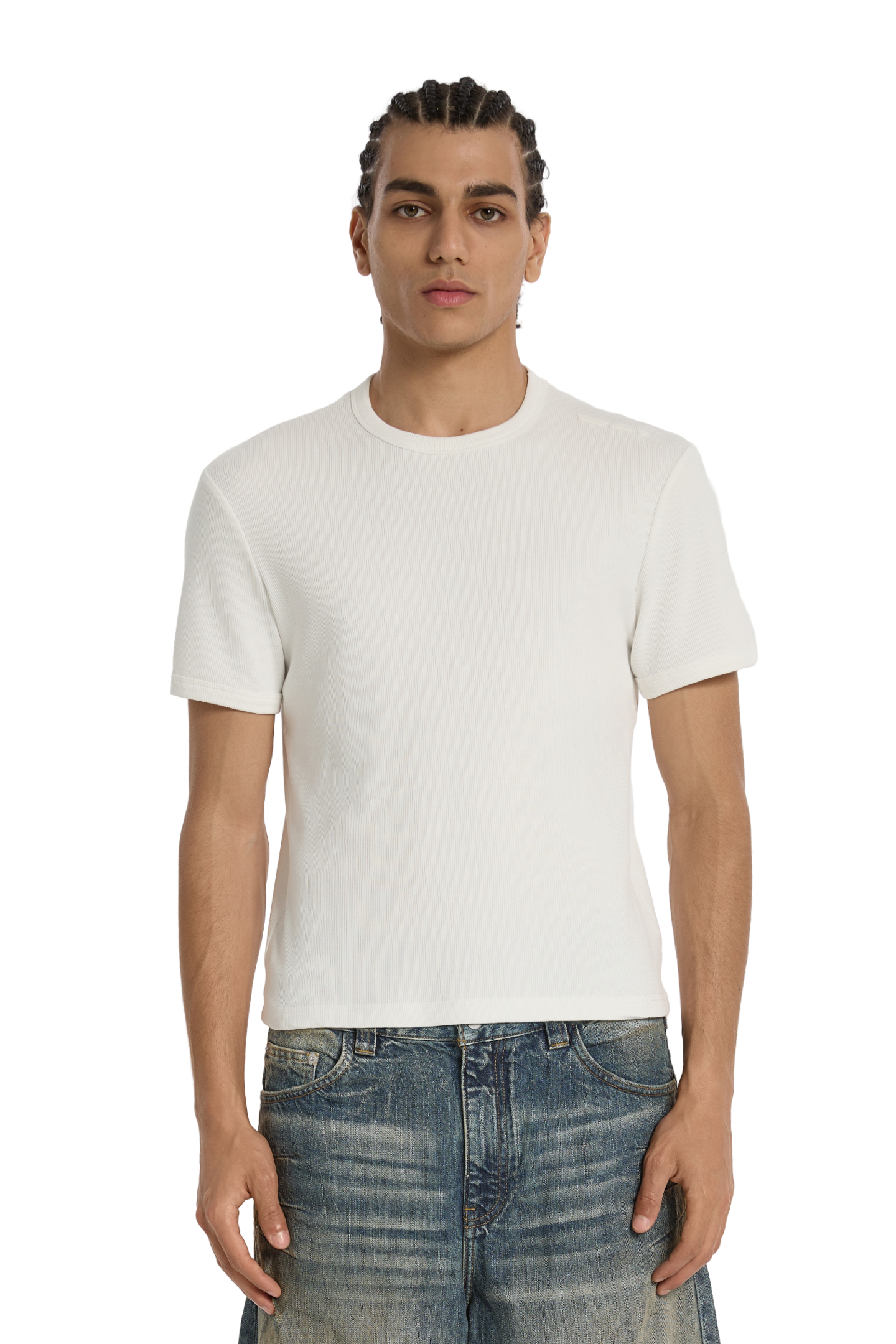 Ribbed Slim Tee White