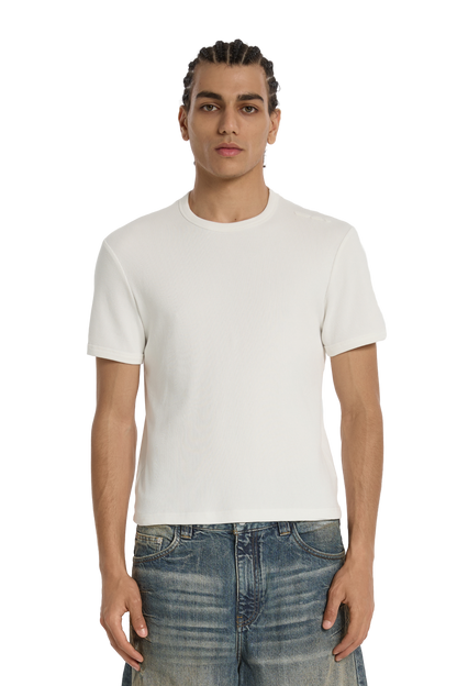 Ribbed Slim Tee White
