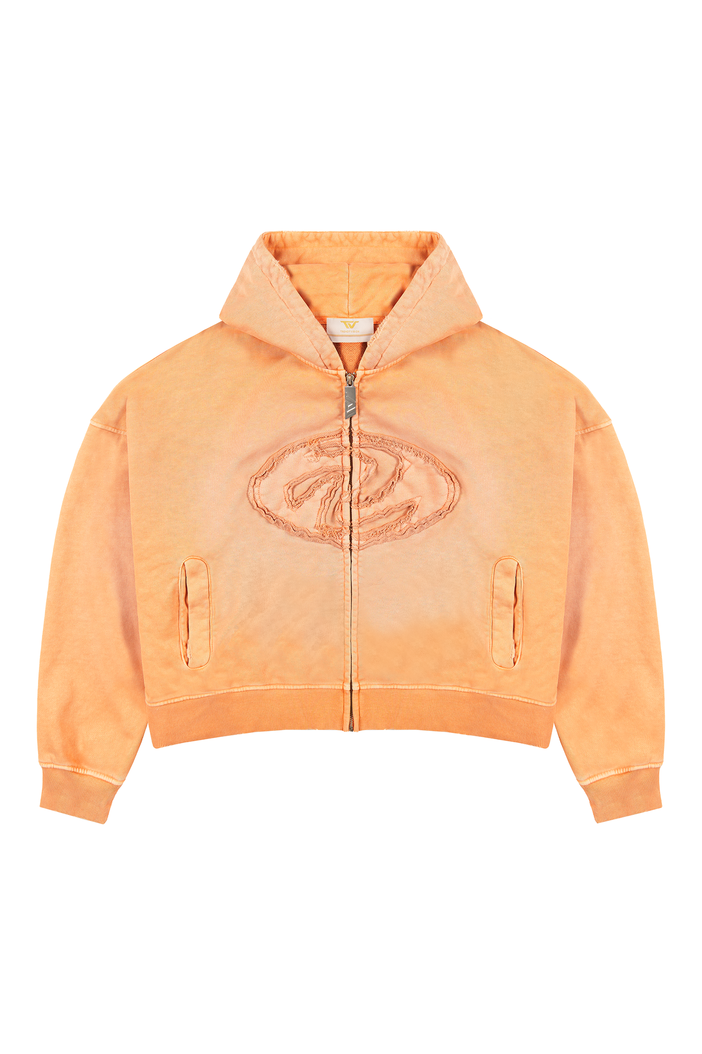 Orange Patched Logo Zip Hoodie