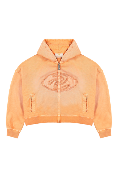 Orange Patched Logo Zip Hoodie