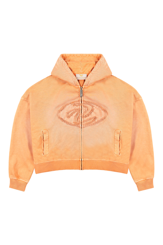 Orange Patched Logo Zip Hoodie