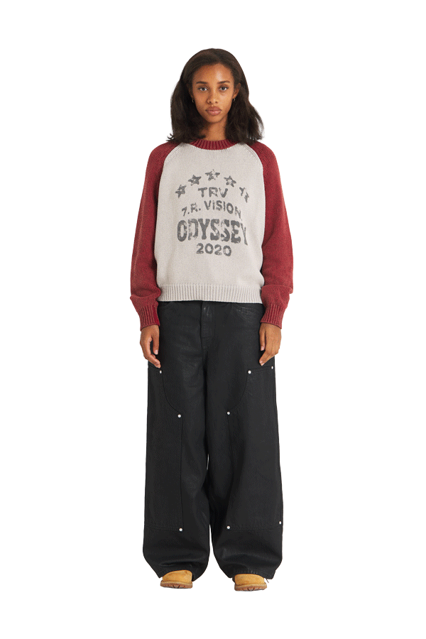 Raglan Knit Sweater Red