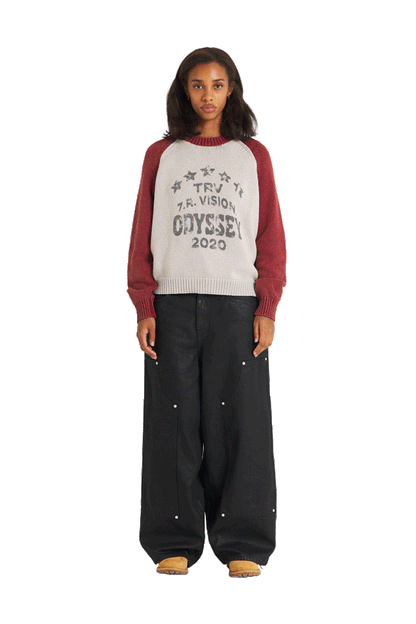 Raglan Knit Sweater Red