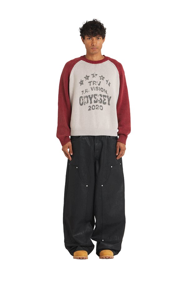 Raglan Knit Sweater Red