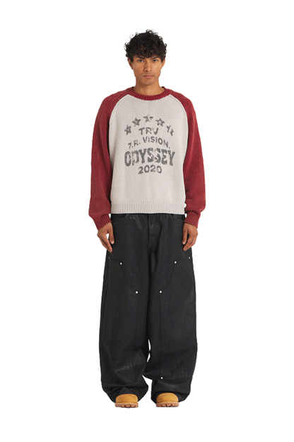 Raglan Knit Sweater Red