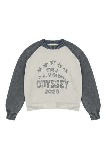 Raglan Knit Sweater Blue Grey